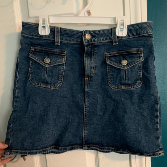 Denim mini skirt with double front pockets - Picture 2 of 4